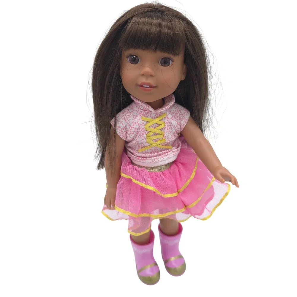 American Girl WellieWishers Doll Kids Ashlyn Brown Pink Very Good 14.5 Inch